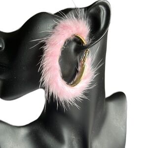 Pink Mink Big Hoop Pierced Earrings
